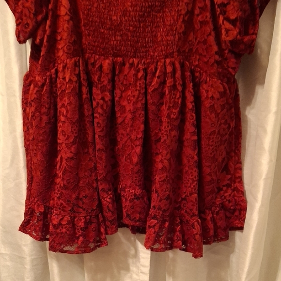 Torrid Red Lace Blouse 4 - Picture 10 of 11